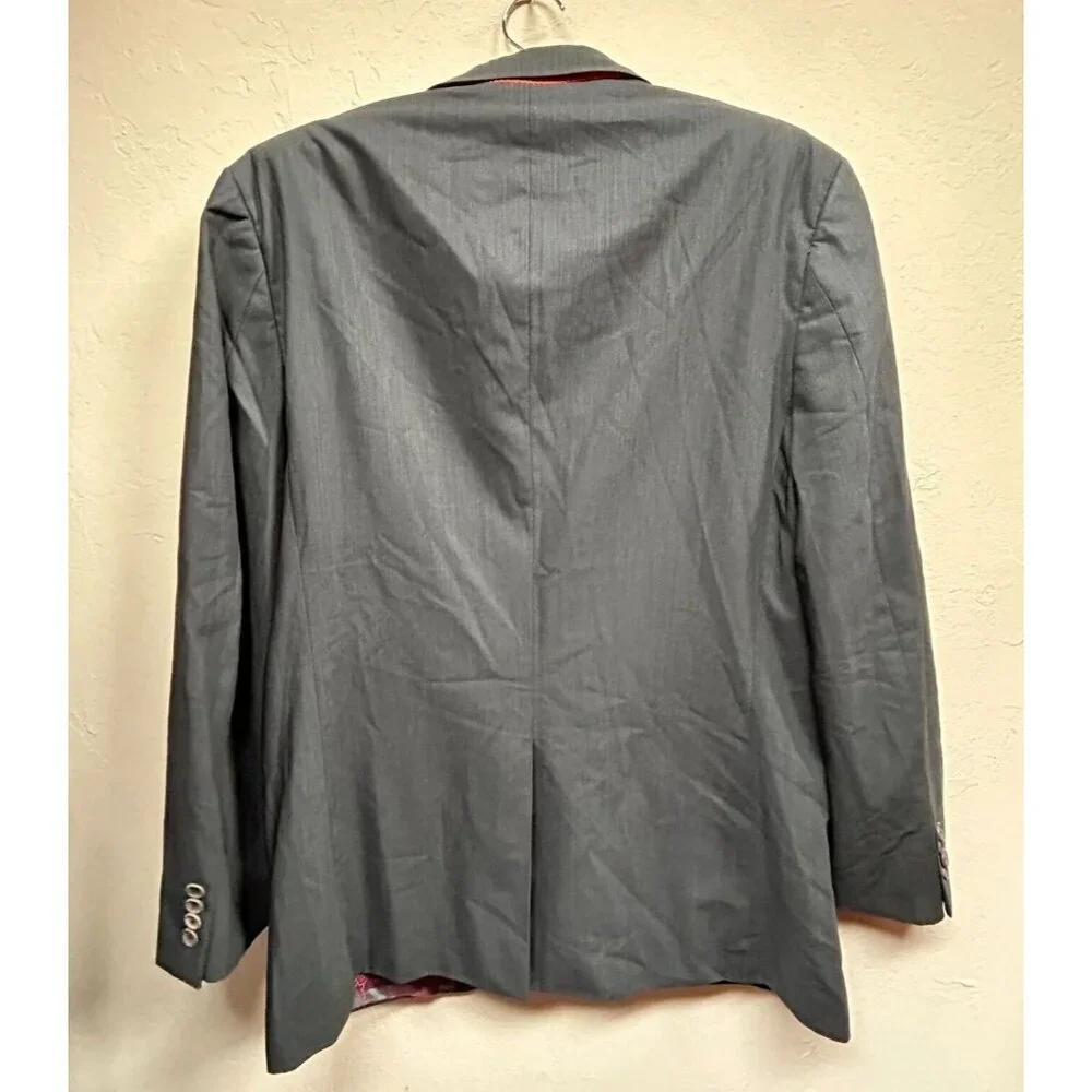Ted Baker Endurance Mens Two-Button Wool Blazer Jacket Size 40R Gray Long Sleeve